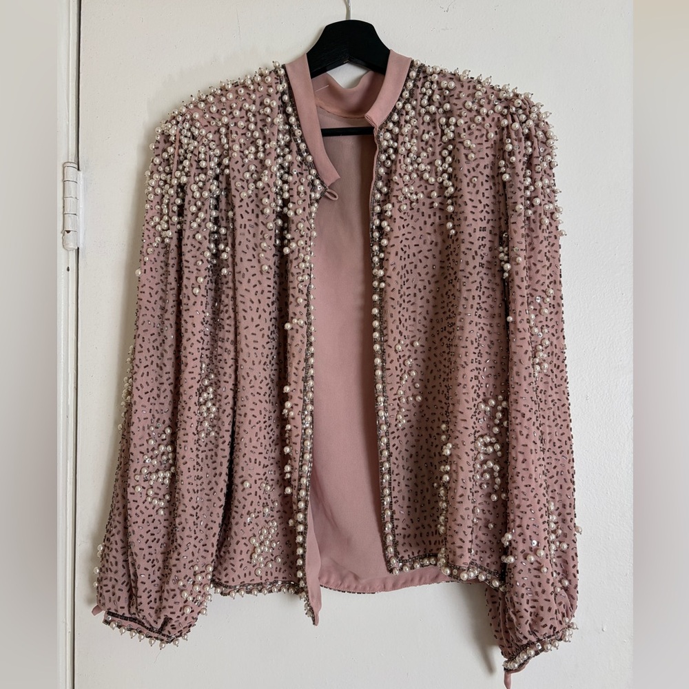 Vintage Pink Beaded Women's Jacket